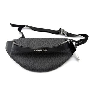 NEW W TAGS MK Michael Kors Greyson Belt Waist Sling Fanny Pack Black Logo Print